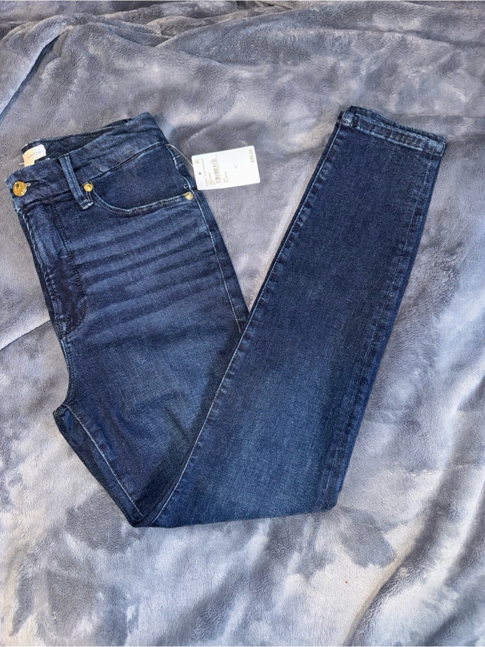 Good American Good Legs Skinny Jeans in Dark Blue Wash, Size 2